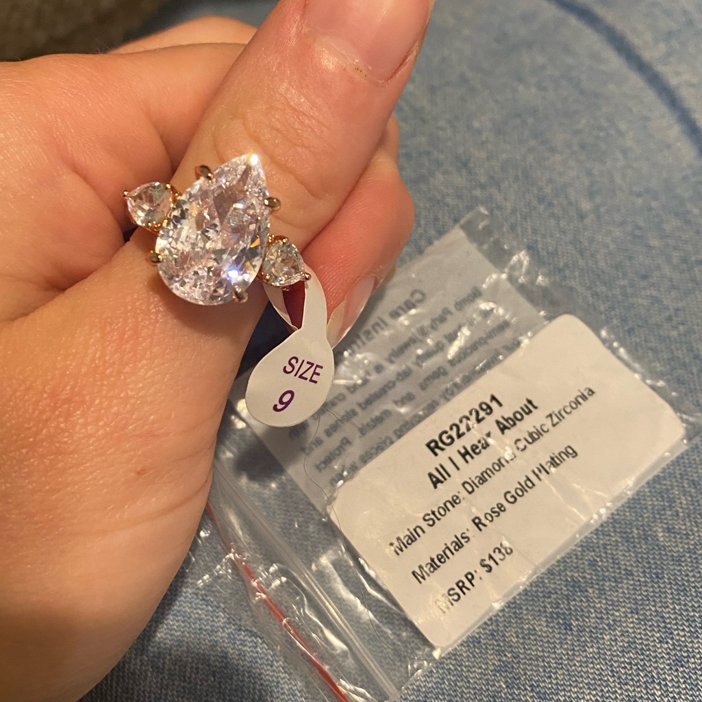 Bomb Party April Birthday Rose Gold Cubic Zirconia Ring